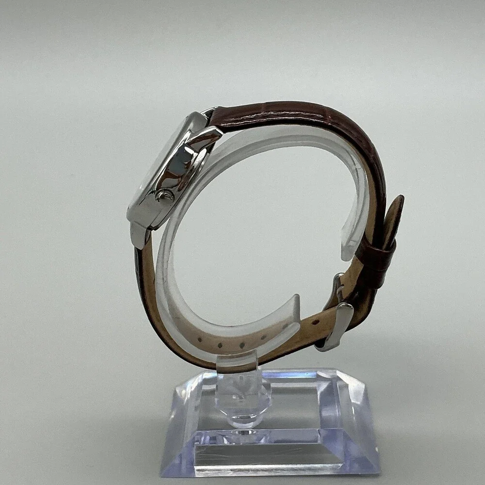 Timex Indiglo Easy Reader Womens Watch 30mm Brown Leather Silver Tone